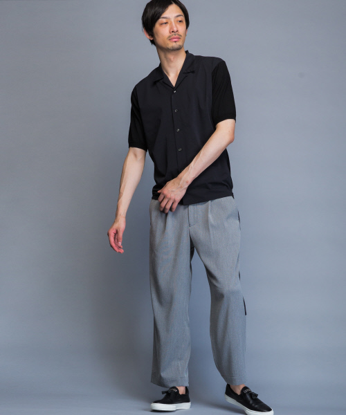 5351 POUR LES HOMMES（ゴーサンゴーイチプールオム）の「バーズアイクロップドワイドパンツ（その他パンツ・メンズ・チャコールグレー/ブラック・44/46/48）」の8枚目の写真