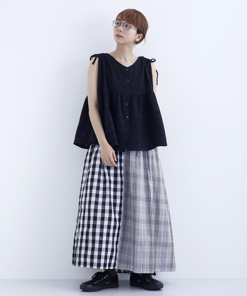 MERLOT（メルロー）の「ギンガムチェック柄切替スカート1600（スカート・レディース・ブラック/ネイビー・FREE）」の13枚目の写真