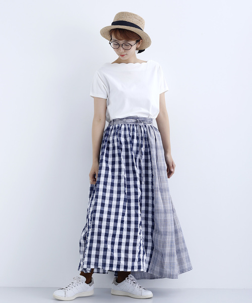 MERLOT（メルロー）の「ギンガムチェック柄切替スカート1600（スカート・レディース・ブラック/ネイビー・FREE）」の16枚目の写真