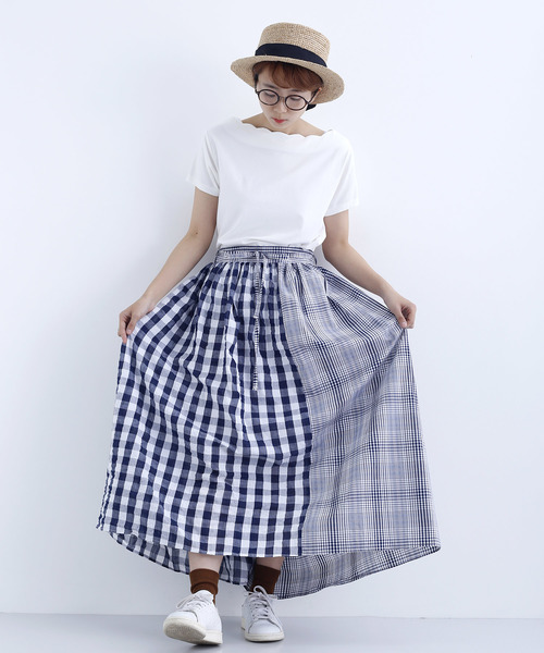 MERLOT（メルロー）の「ギンガムチェック柄切替スカート1600（スカート・レディース・ブラック/ネイビー・FREE）」の17枚目の写真