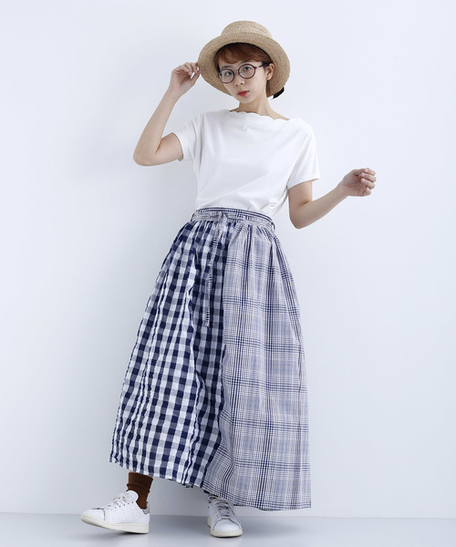 MERLOT（メルロー）の「ギンガムチェック柄切替スカート1600（スカート・レディース・ブラック/ネイビー・FREE）」の18枚目の写真