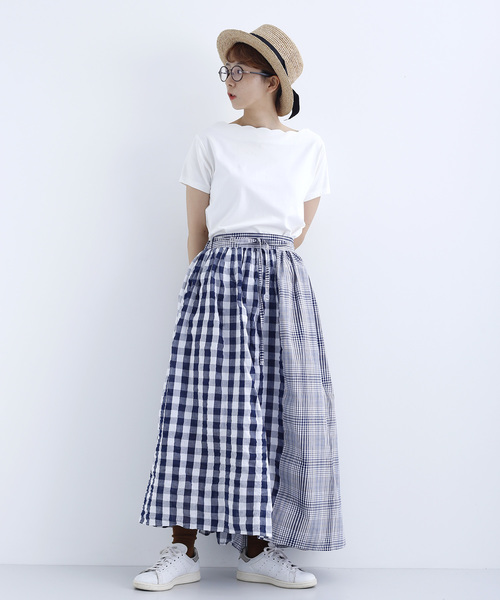 MERLOT（メルロー）の「ギンガムチェック柄切替スカート1600（スカート・レディース・ブラック/ネイビー・FREE）」の19枚目の写真
