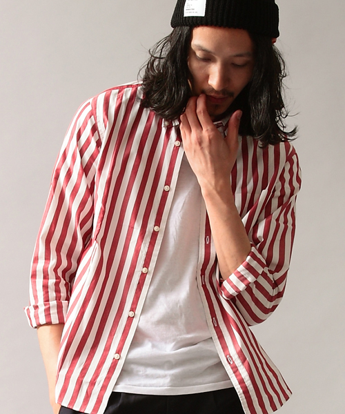 BEAUTY&YOUTH UNITED ARROWS（ビューティーアンドユースユナイテッドアローズ）の「by ∴ ワイド ロンドンストライプ ボタンダウンシャツ◆§5　（シャツ/ブラウス・メンズ・ネイビー/レッド/ライトグレー・SMALL/MEDIUM/LARGE/X-LARGE）」の16枚目の写真