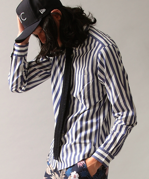 BEAUTY&YOUTH UNITED ARROWS（ビューティーアンドユースユナイテッドアローズ）の「by ∴ ワイド ロンドンストライプ ボタンダウンシャツ◆§5　（シャツ/ブラウス・メンズ・ネイビー/レッド/ライトグレー・SMALL/MEDIUM/LARGE/X-LARGE）」の18枚目の写真