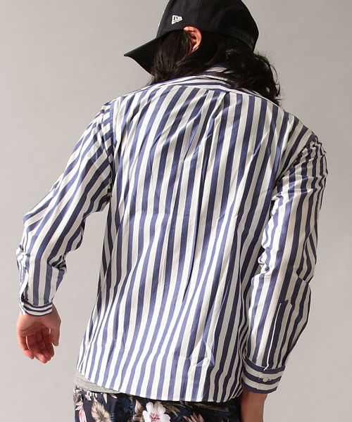 BEAUTY&YOUTH UNITED ARROWS（ビューティーアンドユースユナイテッドアローズ）の「by ∴ ワイド ロンドンストライプ ボタンダウンシャツ◆§5　（シャツ/ブラウス・メンズ・ネイビー/レッド/ライトグレー・SMALL/MEDIUM/LARGE/X-LARGE）」の19枚目の写真