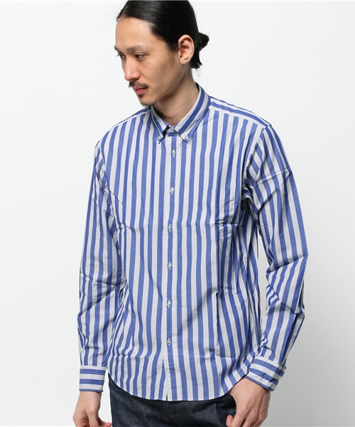 BEAUTY&YOUTH UNITED ARROWS（ビューティーアンドユースユナイテッドアローズ）の「by ∴ ワイド ロンドンストライプ ボタンダウンシャツ◆§5　（シャツ/ブラウス・メンズ・ネイビー/レッド/ライトグレー・SMALL/MEDIUM/LARGE/X-LARGE）」の10枚目の写真