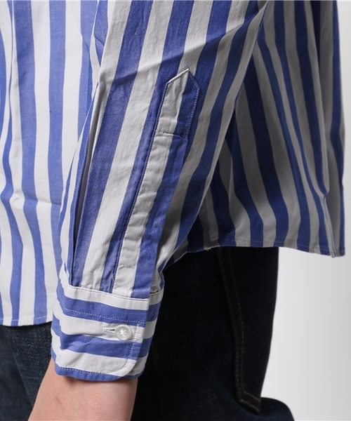 BEAUTY&YOUTH UNITED ARROWS（ビューティーアンドユースユナイテッドアローズ）の「by ∴ ワイド ロンドンストライプ ボタンダウンシャツ◆§5　（シャツ/ブラウス・メンズ・ネイビー/レッド/ライトグレー・SMALL/MEDIUM/LARGE/X-LARGE）」の4枚目の写真