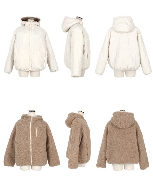 2typeリバーシブルパイピングボアジャケット 撥水加工（ダウン