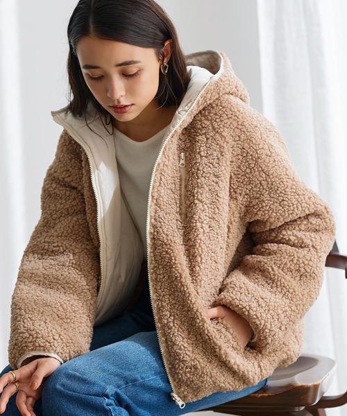 2typeリバーシブルパイピングボアジャケット 撥水加工（ダウン