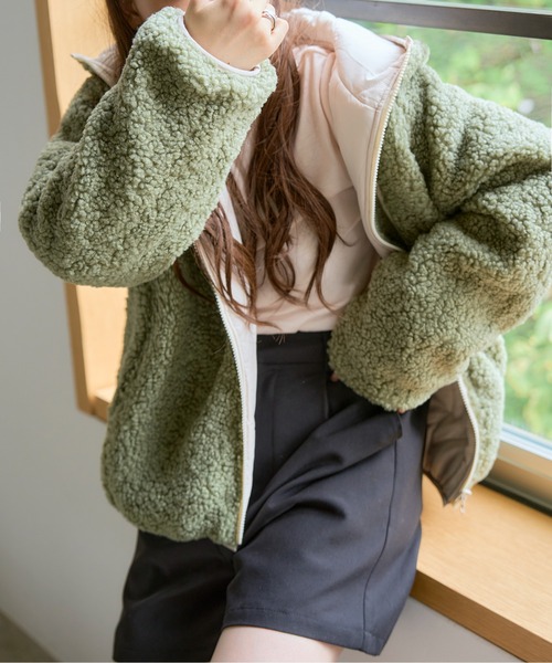 2typeリバーシブルパイピングボアジャケット 撥水加工（ダウン