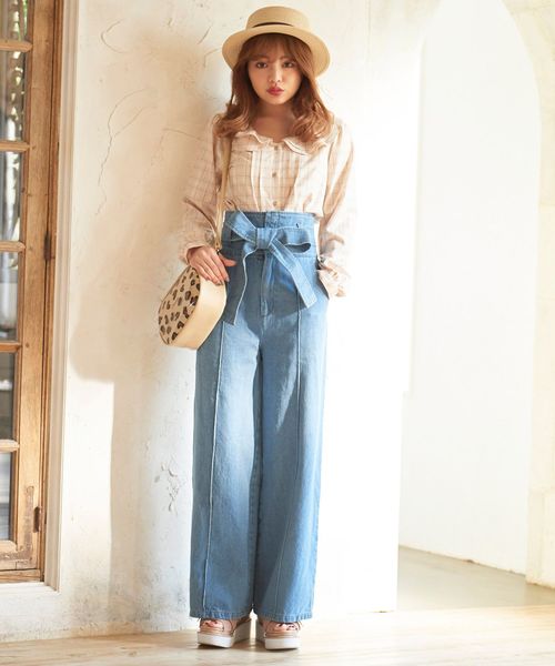 MAJESTIC LEGON（マジェスティックレゴン）の「リボンベルト付パンツ（その他パンツ・レディース・アイボリー/ブルー/ネイビー・MEDIUM/SMALL）」の6枚目の写真