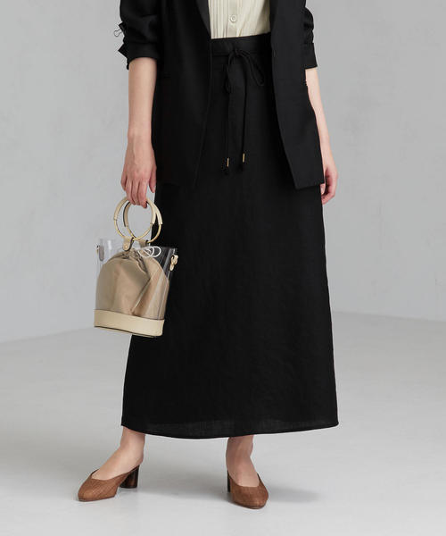 green label relaxing（グリーンレーベルリラクシング）の「[ダルスラブ] FM トラペーズ スカート（スカート・レディース・ブラック/ベージュ/オリーブ/ダークグリーン・36/38）」の2枚目の写真