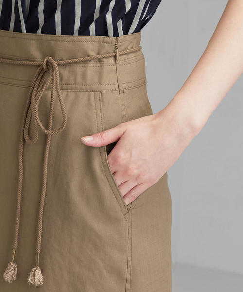 green label relaxing（グリーンレーベルリラクシング）の「[ダルスラブ] FM トラペーズ スカート（スカート・レディース・ブラック/ベージュ/オリーブ/ダークグリーン・36/38）」の9枚目の写真