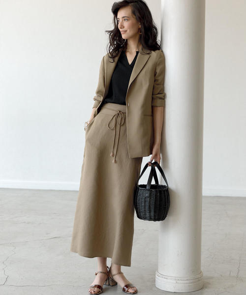 green label relaxing（グリーンレーベルリラクシング）の「[ダルスラブ] FM トラペーズ スカート（スカート・レディース・ブラック/ベージュ/オリーブ/ダークグリーン・36/38）」の12枚目の写真