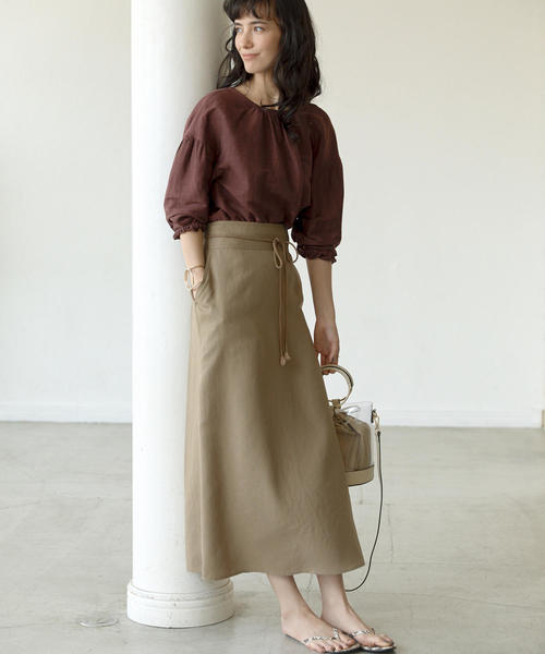 green label relaxing（グリーンレーベルリラクシング）の「[ダルスラブ] FM トラペーズ スカート（スカート・レディース・ブラック/ベージュ/オリーブ/ダークグリーン・36/38）」の14枚目の写真