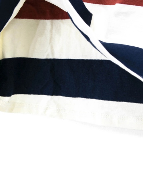 CUBE SUGAR(キューブシュガー)の「CUBE SUGAR/キューブシュガー 空紡糸ボトル入りボーダー BIG TEE(Tシャツ/カットソー・レディース・グリーン/オレンジ/ネイビー/ベージュ・FREE)」の9枚目の写真