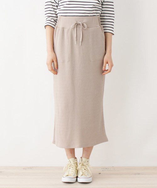 セール】ワッフル生地ロングタイトスカート（スカート）｜ITS