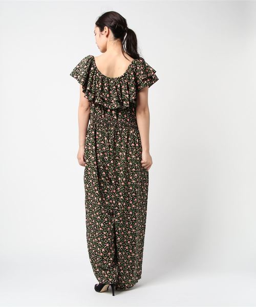 PUNYUS(プニュズ)の「花柄シフォンロンパース(サロペット/オーバーオール・レディース・ブラック/ピンク・1/2/4/3)」の4枚目の写真