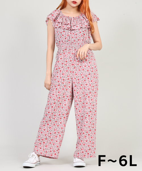 PUNYUS（プニュズ）の「花柄シフォンロンパース（サロペット