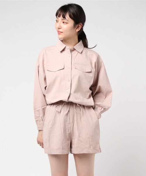 GGD SELECT(ジージーディー セレクト)の「Roger&Raw/シャツロンパース(つなぎ/オールインワン・レディース・ブラック/ベージュ/カーキ/スモークピンク・M)」の10枚目の写真