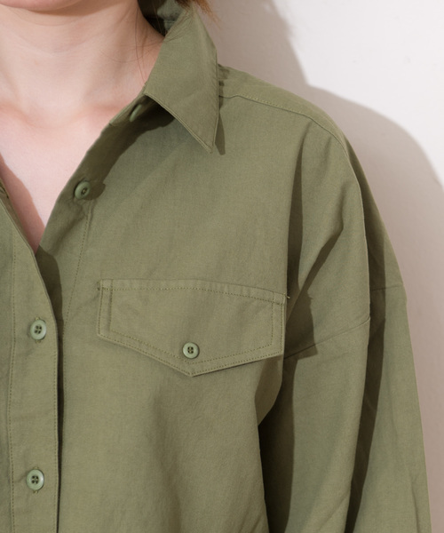 GGD SELECT(ジージーディー セレクト)の「Roger&Raw/シャツロンパース(つなぎ/オールインワン・レディース・ブラック/ベージュ/カーキ/スモークピンク・M)」の18枚目の写真