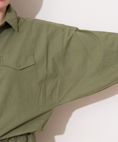 GGD SELECT(ジージーディー セレクト)の「Roger&Raw/シャツロンパース(つなぎ/オールインワン・レディース・ブラック/ベージュ/カーキ/スモークピンク・M)」の19枚目の写真