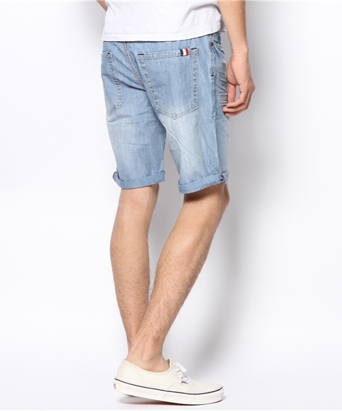 GIORDANO（ジョルダーノ）の「[GIORDANO]ロールアップデニムショーツ（デニムパンツ・メンズ・インディゴブルー/ダークインディゴブルー/ライトインディゴブルー・34inch/32inch/30inch/36inch）」の5枚目の写真