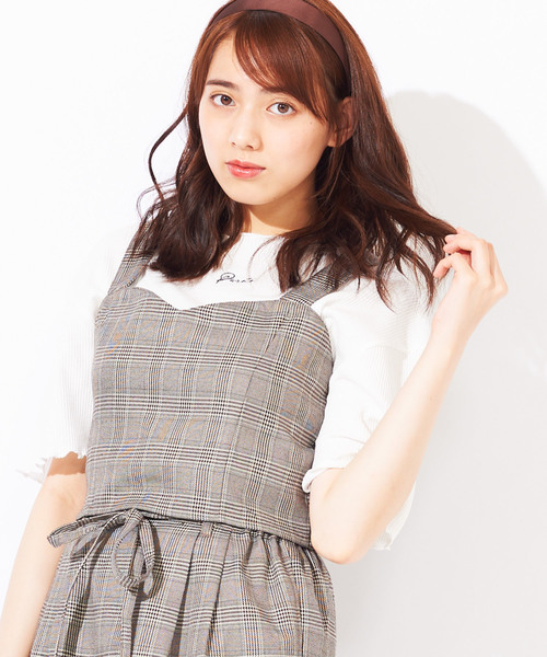 WEGO（ウィゴー）の「WEGO/【セットアップ対応商品】チェックバックリボンビスチェ（ベスト・レディース・グレー系その他2/ブラウン系その他2/ブラウン系その他3・FREE）」の3枚目の写真