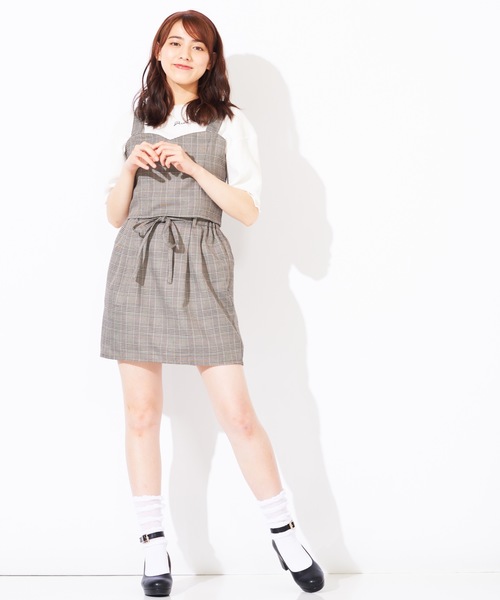 WEGO（ウィゴー）の「WEGO/【セットアップ対応商品】チェックバックリボンビスチェ（ベスト・レディース・グレー系その他2/ブラウン系その他2/ブラウン系その他3・FREE）」の6枚目の写真