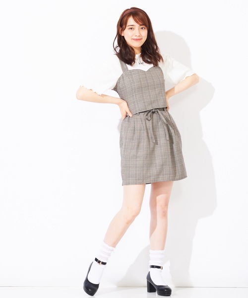 WEGO（ウィゴー）の「WEGO/【セットアップ対応商品】チェックバックリボンビスチェ（ベスト・レディース・グレー系その他2/ブラウン系その他2/ブラウン系その他3・FREE）」の9枚目の写真