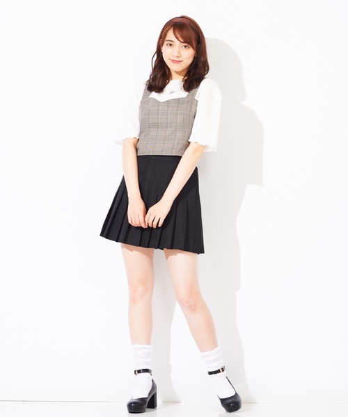 WEGO（ウィゴー）の「WEGO/【セットアップ対応商品】チェックバックリボンビスチェ（ベスト・レディース・グレー系その他2/ブラウン系その他2/ブラウン系その他3・FREE）」の11枚目の写真