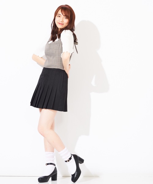 WEGO（ウィゴー）の「WEGO/【セットアップ対応商品】チェックバックリボンビスチェ（ベスト・レディース・グレー系その他2/ブラウン系その他2/ブラウン系その他3・FREE）」の20枚目の写真