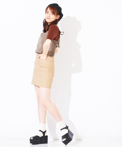 WEGO（ウィゴー）の「WEGO/【セットアップ対応商品】チェックバックリボンビスチェ（ベスト・レディース・グレー系その他2/ブラウン系その他2/ブラウン系その他3・FREE）」の18枚目の写真