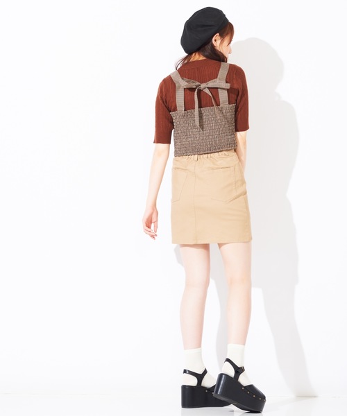 WEGO（ウィゴー）の「WEGO/【セットアップ対応商品】チェックバックリボンビスチェ（ベスト・レディース・グレー系その他2/ブラウン系その他2/ブラウン系その他3・FREE）」の16枚目の写真