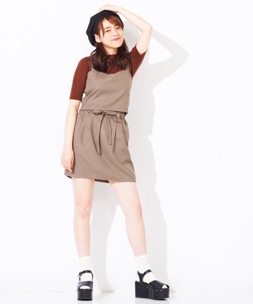 WEGO（ウィゴー）の「WEGO/【セットアップ対応商品】チェックバックリボンビスチェ（ベスト・レディース・グレー系その他2/ブラウン系その他2/ブラウン系その他3・FREE）」の12枚目の写真