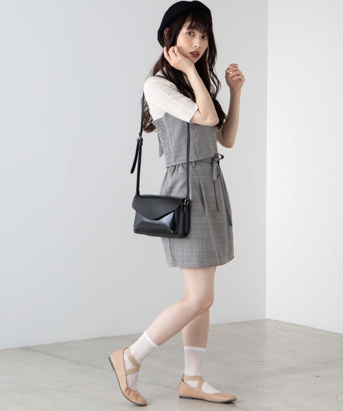 WEGO（ウィゴー）の「WEGO/【セットアップ対応商品】チェックバックリボンビスチェ（ベスト・レディース・グレー系その他2/ブラウン系その他2/ブラウン系その他3・FREE）」の14枚目の写真