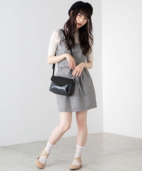 WEGO（ウィゴー）の「WEGO/【セットアップ対応商品】チェックバックリボンビスチェ（ベスト・レディース・グレー系その他2/ブラウン系その他2/ブラウン系その他3・FREE）」の5枚目の写真