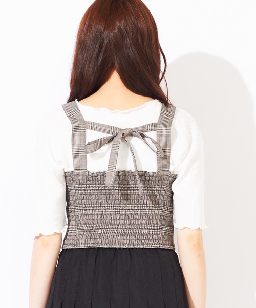 WEGO（ウィゴー）の「WEGO/【セットアップ対応商品】チェックバックリボンビスチェ（ベスト・レディース・グレー系その他2/ブラウン系その他2/ブラウン系その他3・FREE）」の8枚目の写真