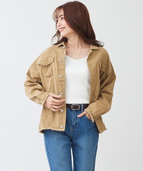 Pierrot（ピエロ）の「ツイルジャケット（その他アウター・レディース・キャメル/ライトベージュ・M）」の10枚目の写真