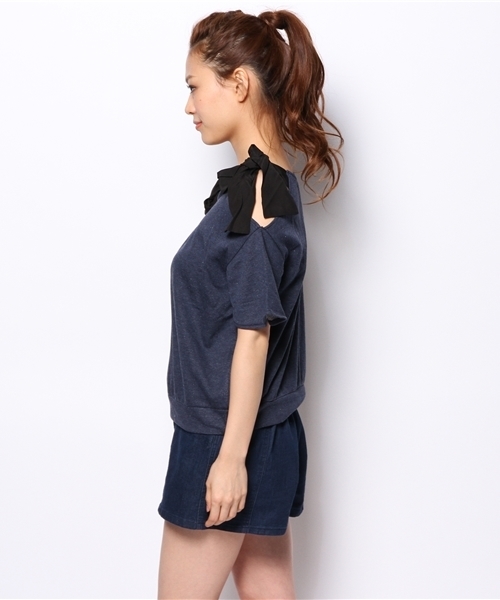 mystic（ミスティック）の「肩リボンプルオーバー（Tシャツ/カットソー・レディース・ベージュ/グレー/ネイビー・ﾌﾘ-）」の5枚目の写真