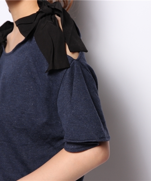 mystic（ミスティック）の「肩リボンプルオーバー（Tシャツ/カットソー・レディース・ベージュ/グレー/ネイビー・ﾌﾘ-）」の8枚目の写真