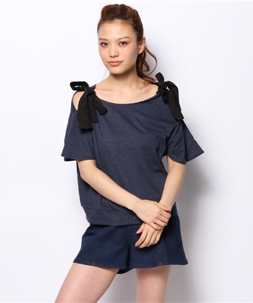 mystic（ミスティック）の「肩リボンプルオーバー（Tシャツ/カットソー・レディース・ベージュ/グレー/ネイビー・ﾌﾘ-）」の11枚目の写真