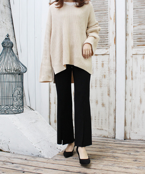 MODE ROBE（モードローブ）の「センタープレススリットパンツ（その他パンツ・レディース・ブラック/ブラウン/ベージュ・FREE）」の4枚目の写真