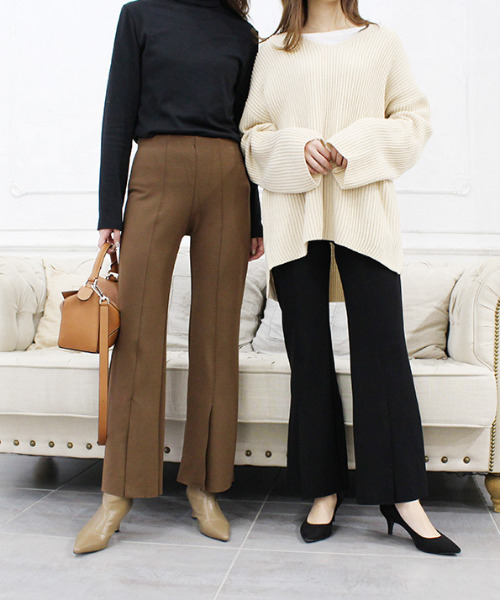 MODE ROBE（モードローブ）の「センタープレススリットパンツ（その他パンツ・レディース・ブラック/ブラウン/ベージュ・FREE）」の6枚目の写真