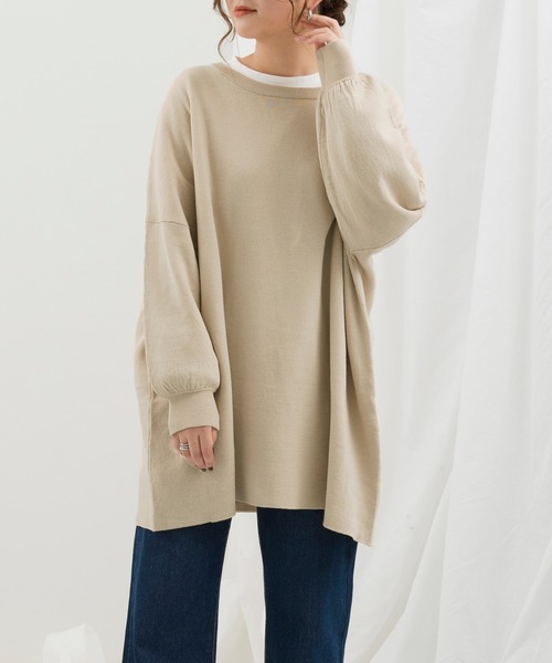 Ambre Neige（アンブルネージュ）の「クルーネックチュニックニットプルオーバー【WEB/EC限定商品】（ニット/セーター・レディース・ブラック/アイボリー/ライトベージュ・FREE）」の18枚目の写真