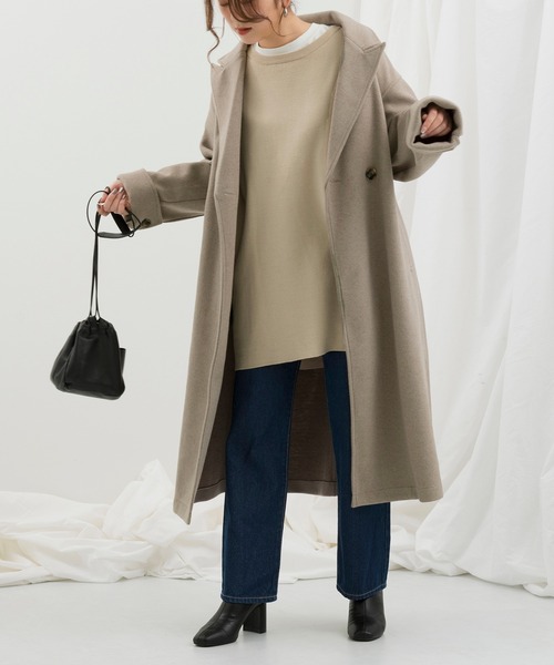 Ambre Neige（アンブルネージュ）の「クルーネックチュニックニットプルオーバー【WEB/EC限定商品】（ニット/セーター・レディース・ブラック/アイボリー/ライトベージュ・FREE）」の14枚目の写真