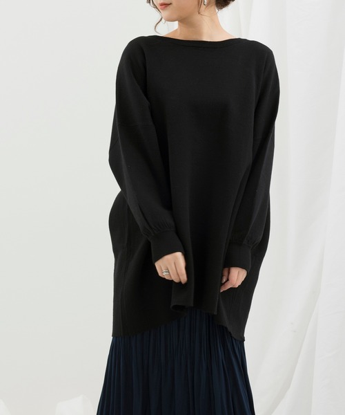 Ambre Neige（アンブルネージュ）の「クルーネックチュニックニットプルオーバー【WEB/EC限定商品】（ニット/セーター・レディース・ブラック/アイボリー/ライトベージュ・FREE）」の13枚目の写真