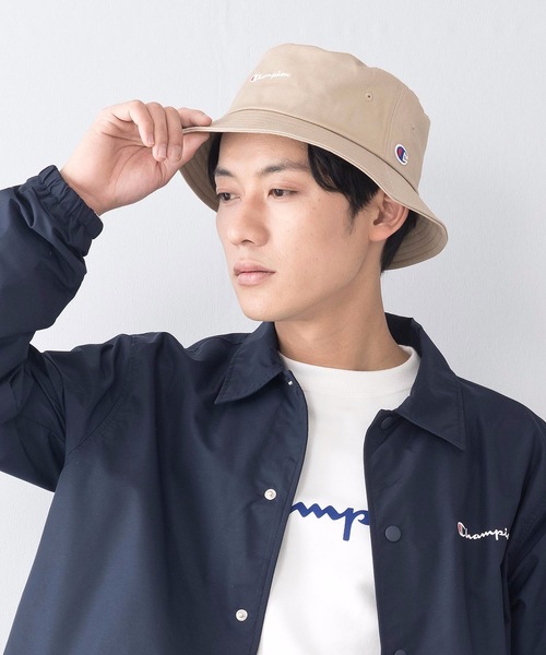 Champion(チャンピオン)の「【CHAMPION/チャンピオン】スクリプトバケットハット ブランドロゴ 刺繍(ハット・メンズ・ホワイト/ブラック/ベージュ/パープル/ネイビー/ピンク/イエロー/ライトグリーン/ミント/ワンウォッシュ/ワイン/ケミカルウォッシュ・FREE)」の4枚目の写真