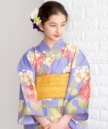 KYOETSU | 「KYOETSU/キョウエツ」浴衣セット ジュニア レトロ 変わり織 3点セット(浴衣、作り帯、下駄) C(浴衣)