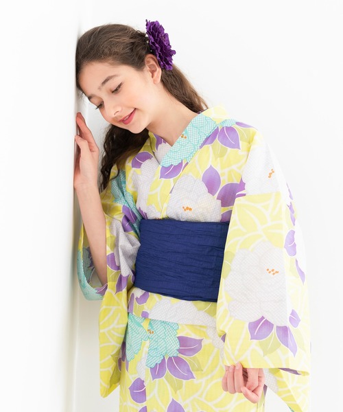 KYOETSU（キョウエツ）の「浴衣 女の子 子供 3点セット( 浴衣 + 帯 + 下駄 ) レトロC（浴衣・キッズ・グリーン系その他/ブルー系その他/オレンジ系その他/グレー系その他2/グレー系その他3/ブルー系その他5/イエロー系その他/レッド系その他/レッド系その他2/ブルー系その他6/グレー系その他/ピンク系その他/パープル系その他/ブルー系その他4/ブルー系その他3/ブルー系その他2/その他1/その他2/その他3/その他4・140/150/110/120/130）」の13枚目の写真